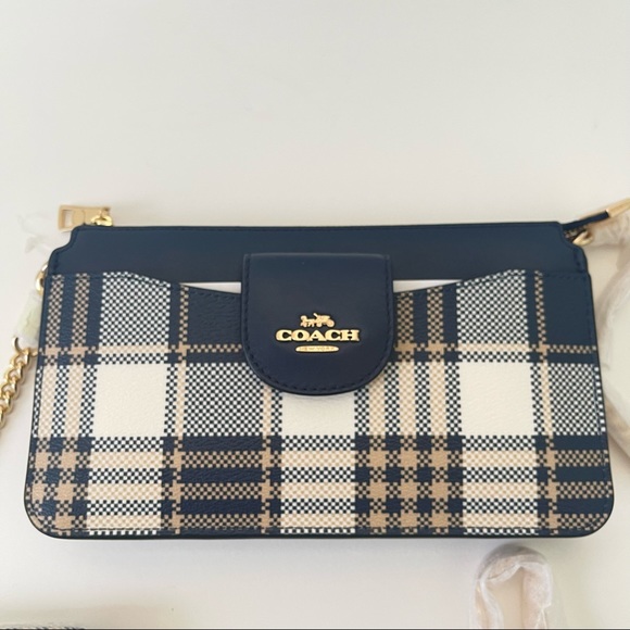 Lot / Set Of 3 Coach Plaid Pieces / Backpack, Crossbody & Wristlet/ New With Tag - Picture 3 of 16